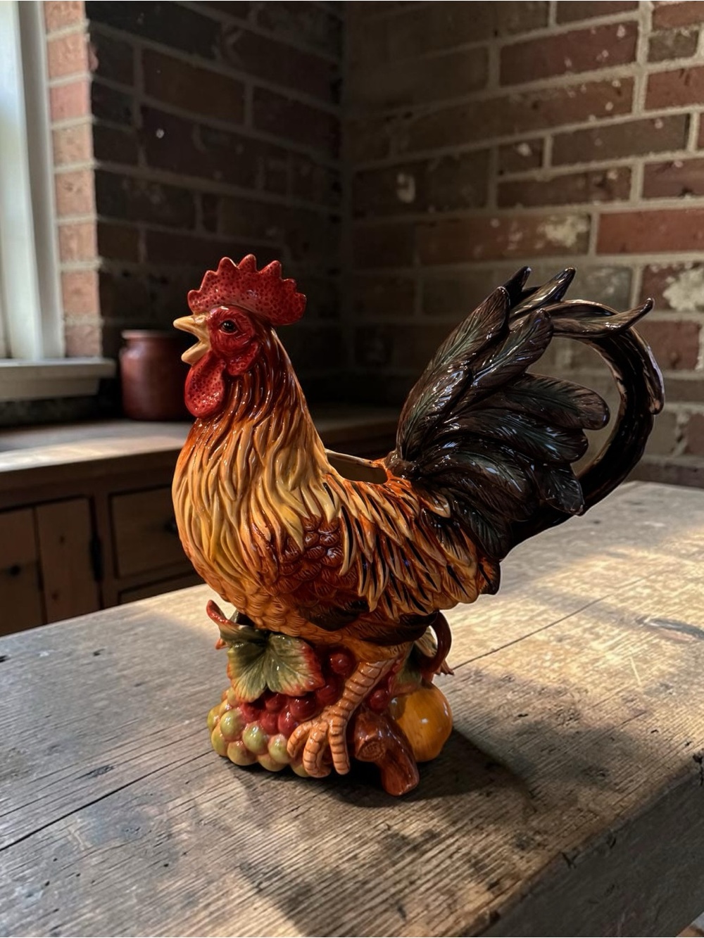 Ceramic Rooster Pitcher - Picture 3 of 7
